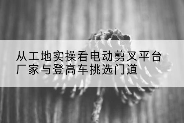 洞口电动剪叉升降平台厂家-从工地实操看电动剪叉平台厂家与登高车挑选门道